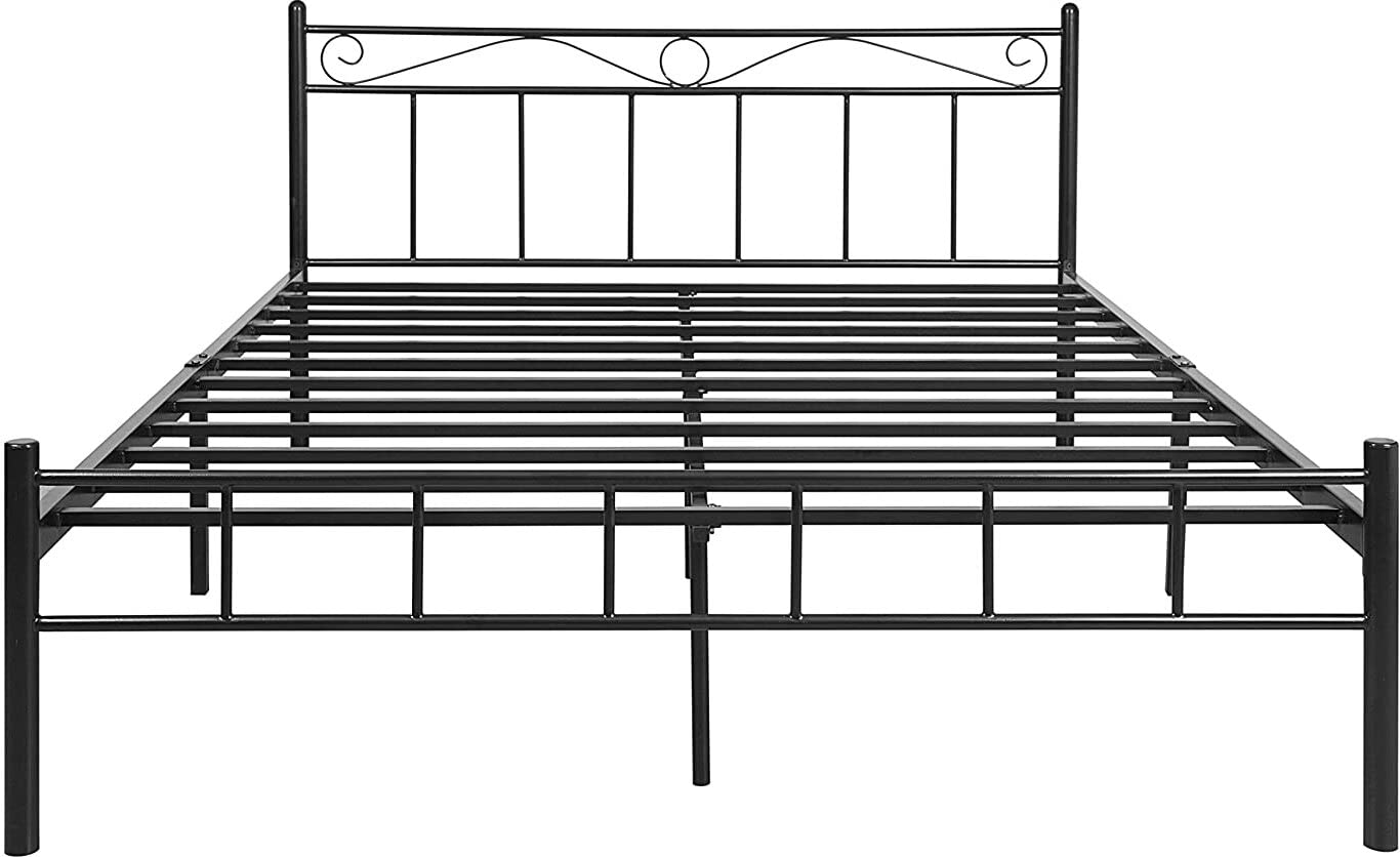 APRODZ Queen Size Bed for Bedroom Metal Bed in Black Color