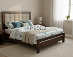 Modern Upholstered Platform Bed Frame with Tufted Headboard, Sturdy Wooden Slat Support, Noise-Free Design, Premium Fabric, Bedroom Furniture - Dark Brown 