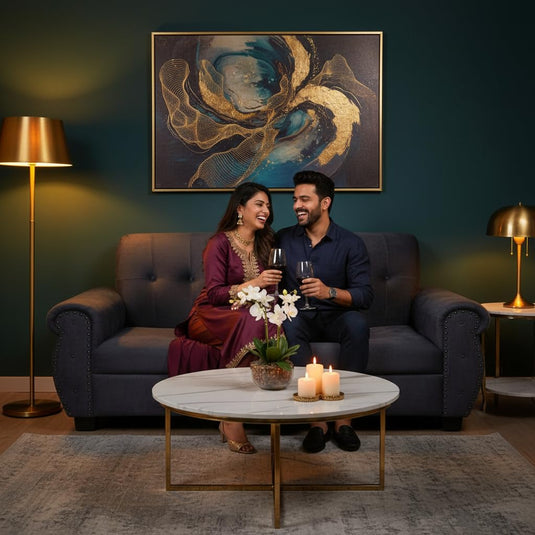 Translation missing: en.Modern Sofa Set 3 Seater Velvet Fabric Sofa Upholstered Chaise Lounge with Button Design, Living Room Furniture Sofa for Home &amp; Office 