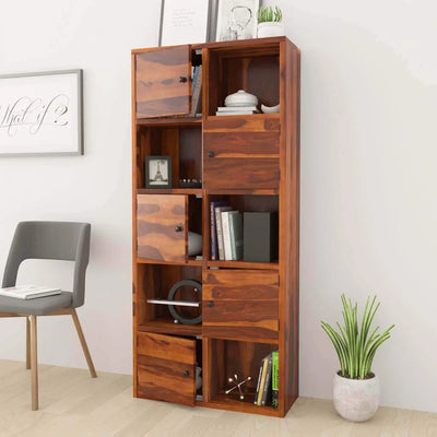 Olga Sheesham Wood 10 Cube Standard Home Office Bookcase
