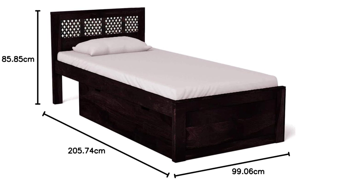 Sheesham Wood Storage Single Size Sion Bed for Bedroom Stylish
