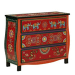 Handpainted Wooden Chest of Drawer | Wooden Antique Cabinet for Storage | Solid Wood 