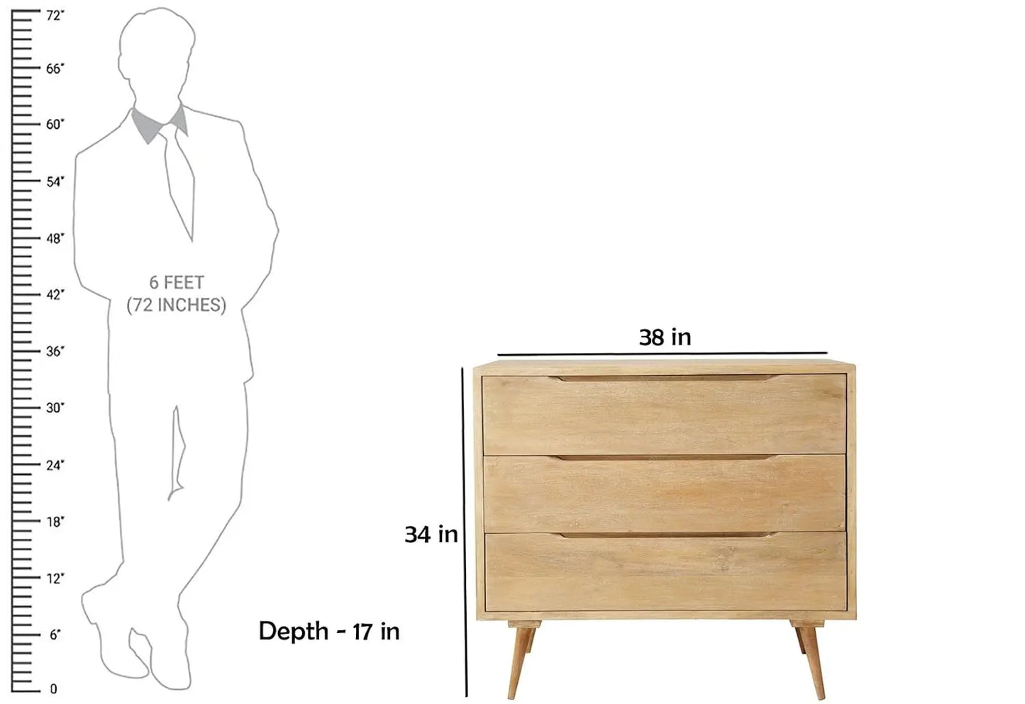 Mango Wood Warsaw Chest of 5 Drawers Storage Dresser for Living Room Furniture (White Finish) 