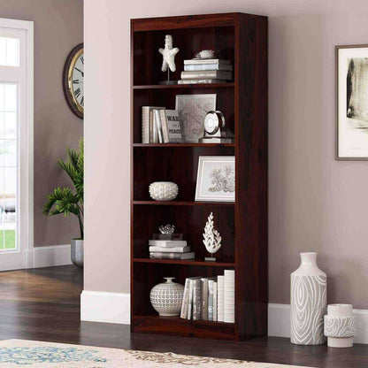 APRODZ Boise Sheesham Wood 5 Shelves Standard Home Office Bookcase