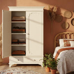 Mango Wood Wardrobe for Bedroom 2-Door Modular Wooden Almirah for Storage/Space Saving with 1-Drawer/Storage Organizer Rack Clothes Cupboard for Bedroom 