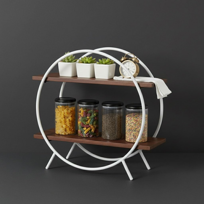 Multipurpose Kitchen Storage Rack – Metal & Wooden Masala Shelf 