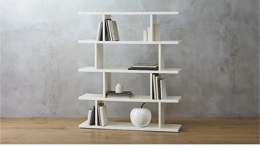Translation missing: en.Solid Wood Rise 5 Tier Bookcase Shelf for Living Room | Book Shelves | White Finish 