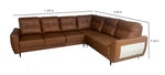 L-Shaped Sectional 6-Seater Sofa Padded Armrest Faux Leather Perfect Fabric Corner Sofa for Guests Living Room, Drawing Room, Office & Lounge (Brown) 