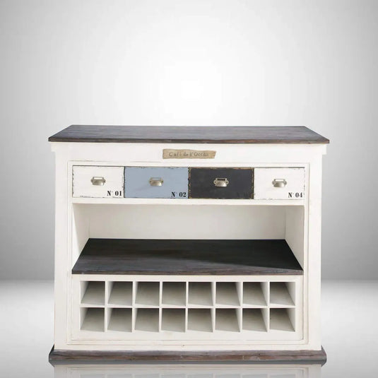 Translation missing: en.APRODZ Mango Wood Kenny Wine Storage Stylish Bar Cabinet for Bar Decoration | White Finish