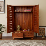 Handcrafted Sheesham Wood Temple with Storage for Pooja Room | Temple for Home | Pooja Mandir 