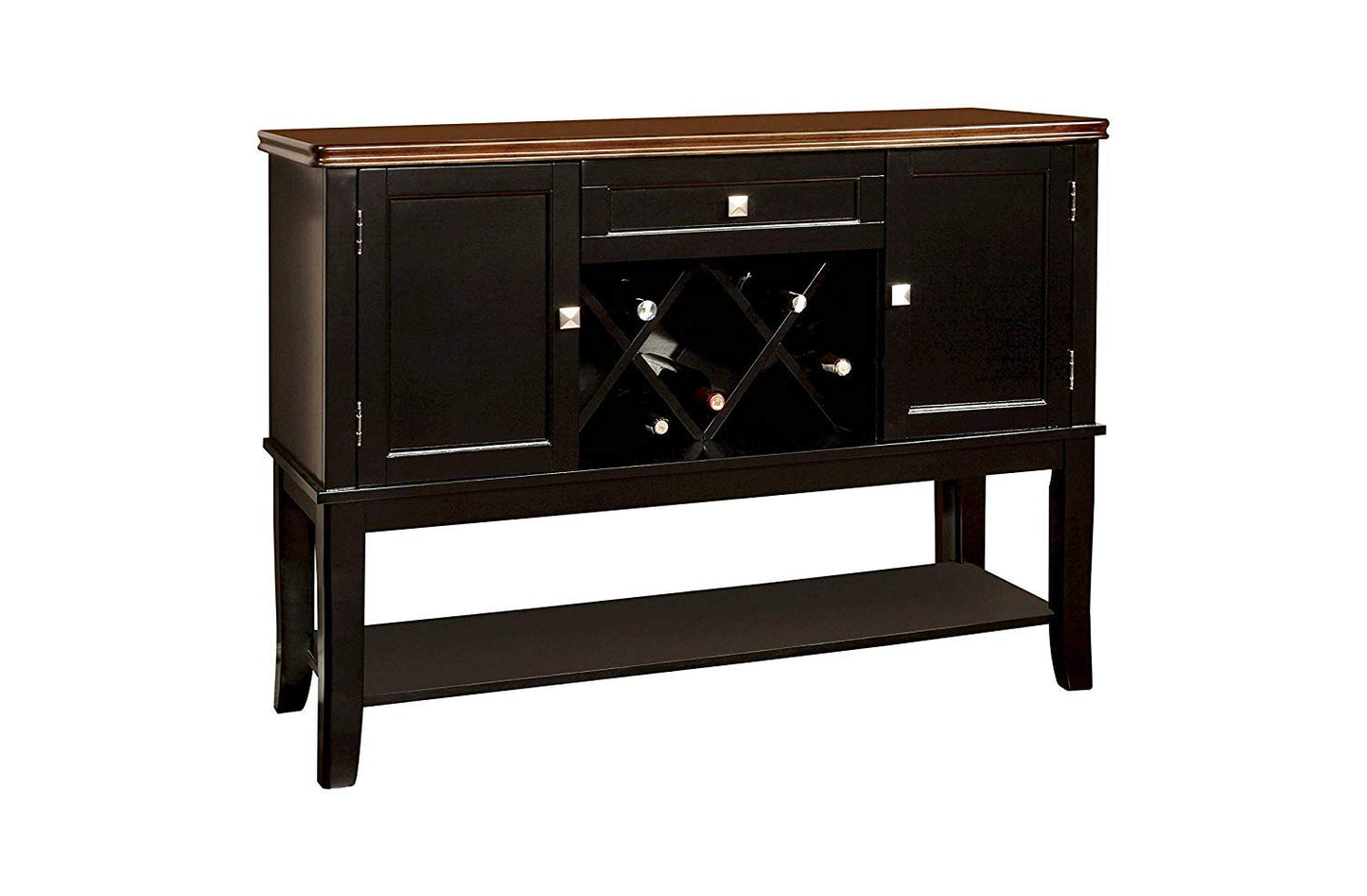 APRODZ Mango Wood Morrison Wine Storage Stylish Bar Cabinet for for Living Room | Cherry and Black Finish