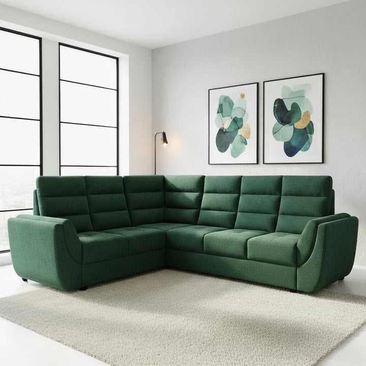 Translation missing: en.L-Shaped Sectional 6-Seater Sofa with Tufted Cushion Padded Armrest Perfect Fabric Corner Sofa 