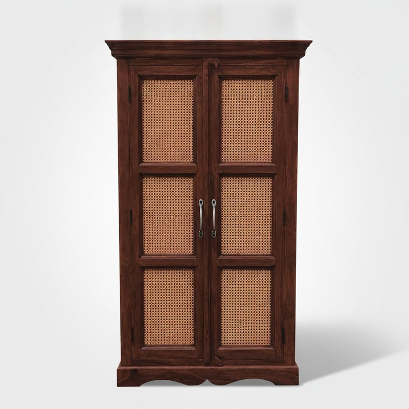 Sheesham Wood Two Door Cane Wardrobe (Sheesham Wood) 