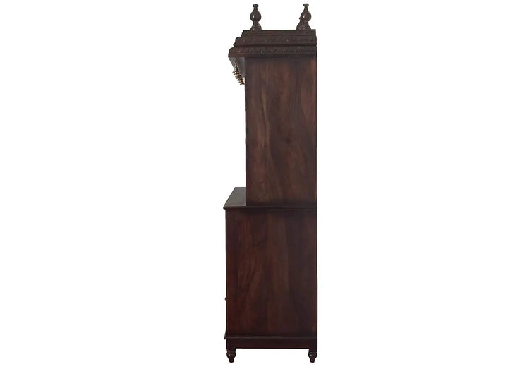 Translation missing: en.APRODZ Handcrafted Sheesham Wood Temple with 1 Drawer for Pooja Room | Temple for Home | Pooja Mandir | Full Size |Brown Finish