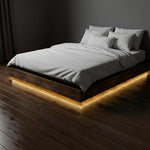 Cowen Floating Bed Frame with LED Lights Metal Slats Underbed Storage Space No Box Spring 