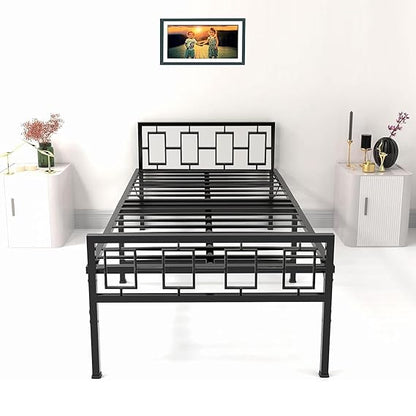 Metal Bed | Metal Bed With Foam Mattress Included | (King, Queen, Single Size with Mattress) (Geometric Design & Geometric Design with Foam) Aprodz
