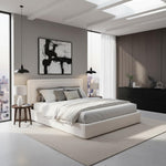 Boucle Bed Frame With Storage, Upholstered Headboard, Metal Bed Frame With Headboard, Hydraulic Storage System, No Box Spring Required, Beige 