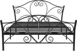 Iron Bed for Bedroom Metal Bed in Black Color | Double Bed King Size for Bedroom with Headboard and Footboard Without Mattress 