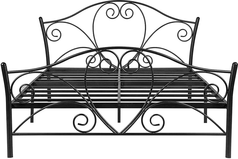 Iron Bed for Bedroom Metal Bed in Black Color | Double Bed King Size for Bedroom with Headboard and Footboard Without Mattress 