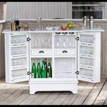 Mango Wood Downer White Bar Cabinet with Wine Glass Storage for Living Room, Standard 