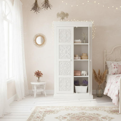 Floreale wardrobe Carved Mango Wood 2-Door Wardrobe rah