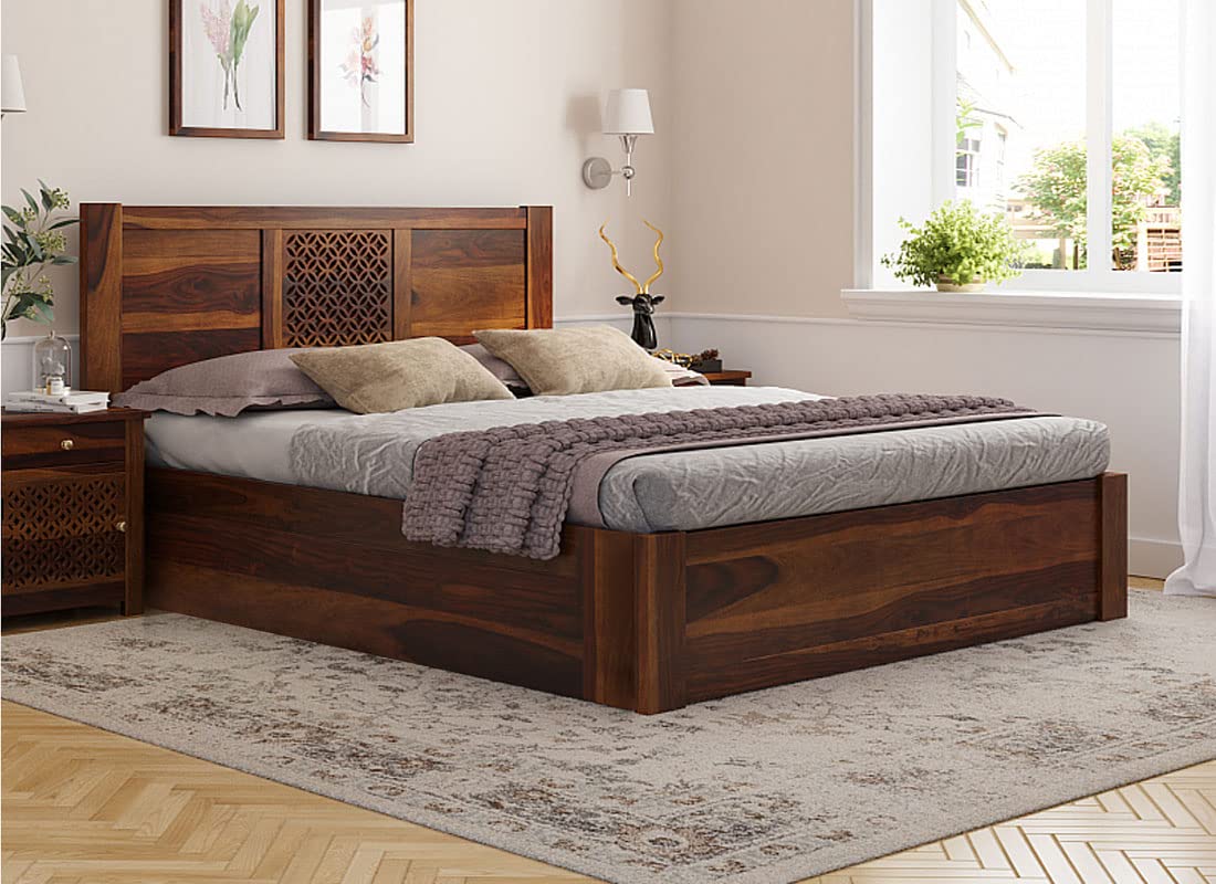 APRODZ Sheesham Wood Durque Hydraulic Bed- Queen Size