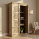 Floreale wardrobe Carved Mango Wood 2-Door Wardrobe rah 