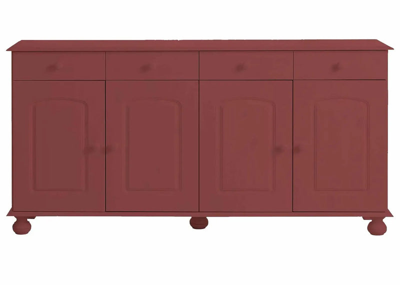 APRODZ Solid Wood Campinas Sideboard Storage Cabinet for Living Room | English Vermilion