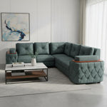 7-Seater Sofa with Padded Armrest, Premium Faux Leather Fabric Corner Sofa 
