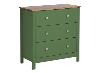 APRODZ Mango Wood Cordoba Chest of 3 Drawers Storage Cabinet for Living Room | Wooden Sideboard | Light Green Finish