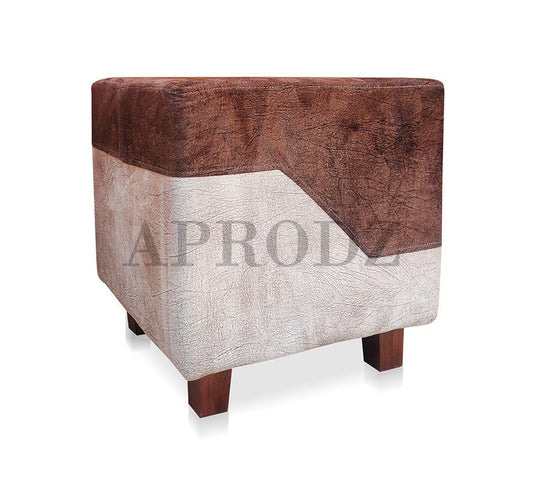 Printed Ottoman Stool Upholstered Foam Cushioned Pouffes for Living Room | Puffy Muddha Stool for Footrest & Sitting, Velvet Pouf Stool, Furniture for Home Decor, Office Set of 1 (Dark Brown) 