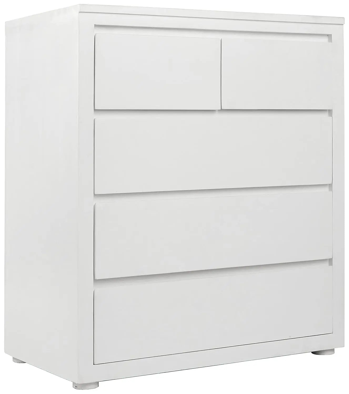 Mango Wood Warsaw Chest of 5 Drawers Storage Dresser for Living Room Furniture (White Finish) 