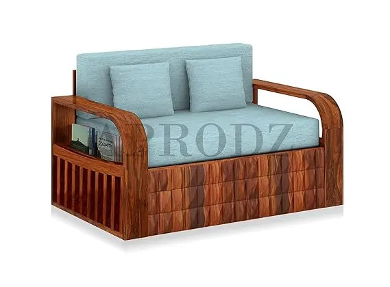 Sheesham Wood 2 Seater Sofa Cum Bed with Storage, (75 x 51 x 30 Inch) 