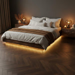 Cowen Floating Bed Frame with LED Lights Metal Slats Underbed Storage Space No Box Spring 