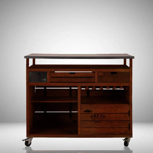 Translation missing: en.APRODZ Mango Wood Jacka Wine Storage Stylish Bar Cabinet for Bar Decoration | Brown Finish