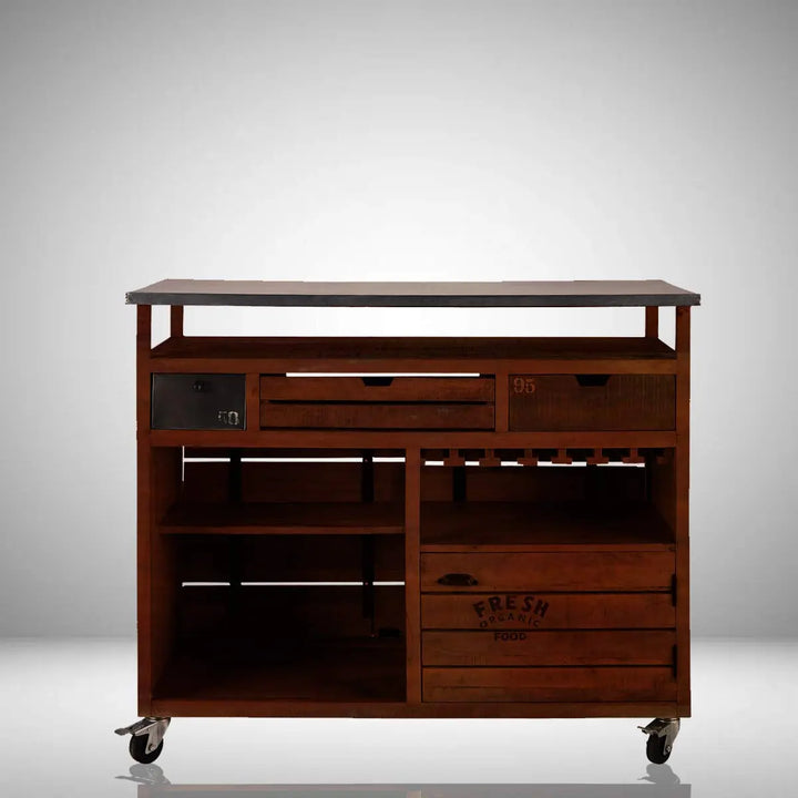 Translation missing: en.APRODZ Mango Wood Jacka Wine Storage Stylish Bar Cabinet for Bar Decoration | Brown Finish