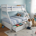 Sheesham Twin/Queen Bunk Bed with 2 Drawer Storage for Bedroom (Rosewood - Brown) 