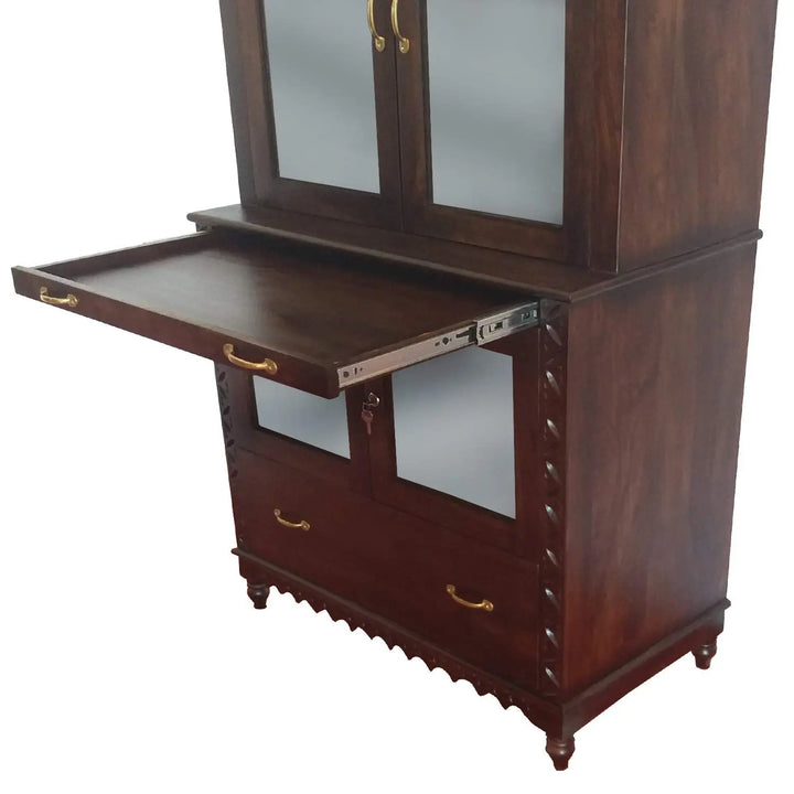 Translation missing: en.APRODZ Handcrafted Sheesham Wood Temple with 1 Drawer for Pooja Room | Temple for Home | Pooja Mandir | Full Size |Brown Finish