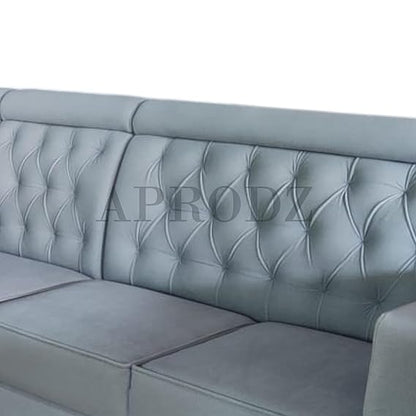 L-Shaped Sectional 6-Seater Sofa with Tufted Back Padded Armrest Perfect Fabric Corner Sofa for Guests Living Room, Drawing Room, Office & Lounge (Light Grey) 