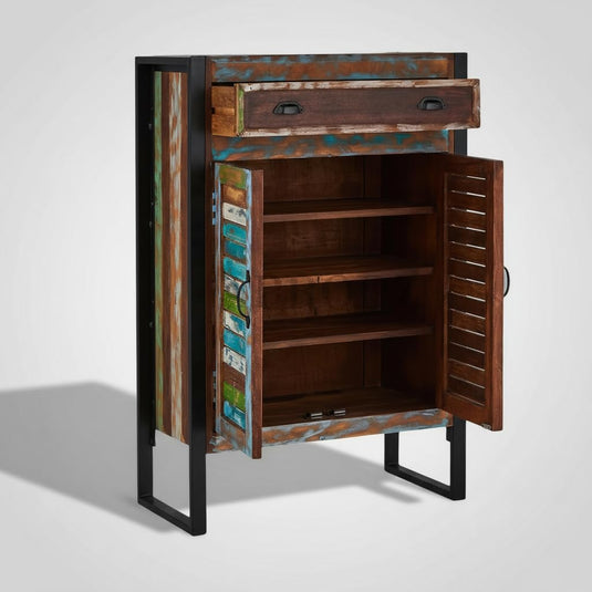 Translation missing: en.Reclaimed Wood Mauri 2-Door Shoe Cabinet with Drawer Storage Shoe Rack Organiser for Home 
