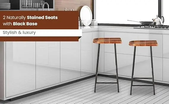 Bar Stool Set of 2 for Home bar, Counter Stool Chair Modern, Shop Industrial Stool with footrest, Black 