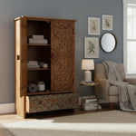 Scolpito Mango Wood Wardrobe for Bedroom 2-Door Antique Wooden Almirah for Storage/Space Saving with 1-Drawer Storage Organizer Rack Clothes Cupboard for Bedroom 