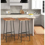 Bar Stool for Home bar, Counter Stool Chair Modern, Shop Industrial Stool with footrest, Black Metal and Wood, Set of 2 