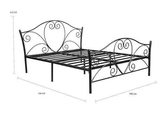 Translation missing: en.Iron Bed for Bedroom Metal Bed in Black Color | Double Bed King Size for Bedroom with Headboard and Footboard Without Mattress 