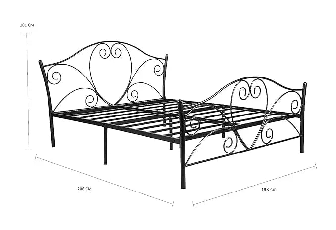 Translation missing: en.Iron Bed for Bedroom Metal Bed in Black Color | Double Bed King Size for Bedroom with Headboard and Footboard Without Mattress 