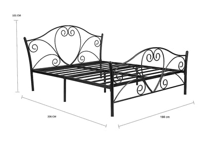 APRODZ Iron Queen Size Bed For Bedroom Metal Bed In Black Color, Painted