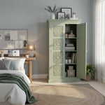 Floreale wardrobe Carved Mango Wood 2-Door Wardrobe Almirah 