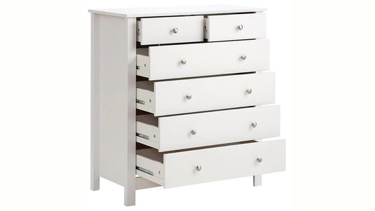 Translation missing: en.APRODZ Mango Wood Ania Chest of 6 Drawers Storage Cabinet for Living Room | Wooden Sideboard | White Finish
