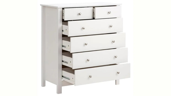 Translation missing: en.APRODZ Mango Wood Ania Chest of 6 Drawers Storage Cabinet for Living Room | Wooden Sideboard | White Finish