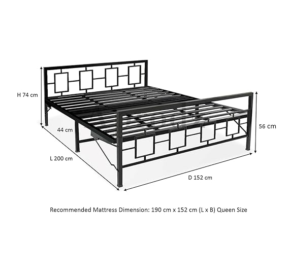 Metal Bed | Metal Bed With Foam Mattress Included | (King, Queen, Single Size with Mattress) (Geometric Design & Geometric Design with Foam) Aprodz